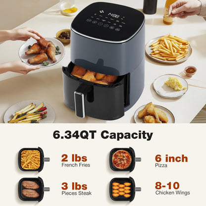 MyDepot Air Fryer 6-Quart  with Square Window 12-in-1 for Air Frying, Baking, Reheating, Dehydrating, Roasting, Steaming, 400°F