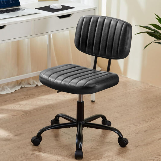 MyDepot Desk Chair PU Leather Low Back Task Chair Small Home Office Chair with Wheels