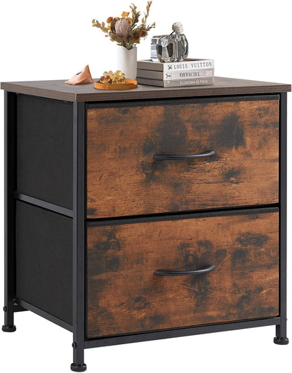 My Depot Nightstand with 2 Fabric Drawers for Wardrobe, Entryway, College Dorm