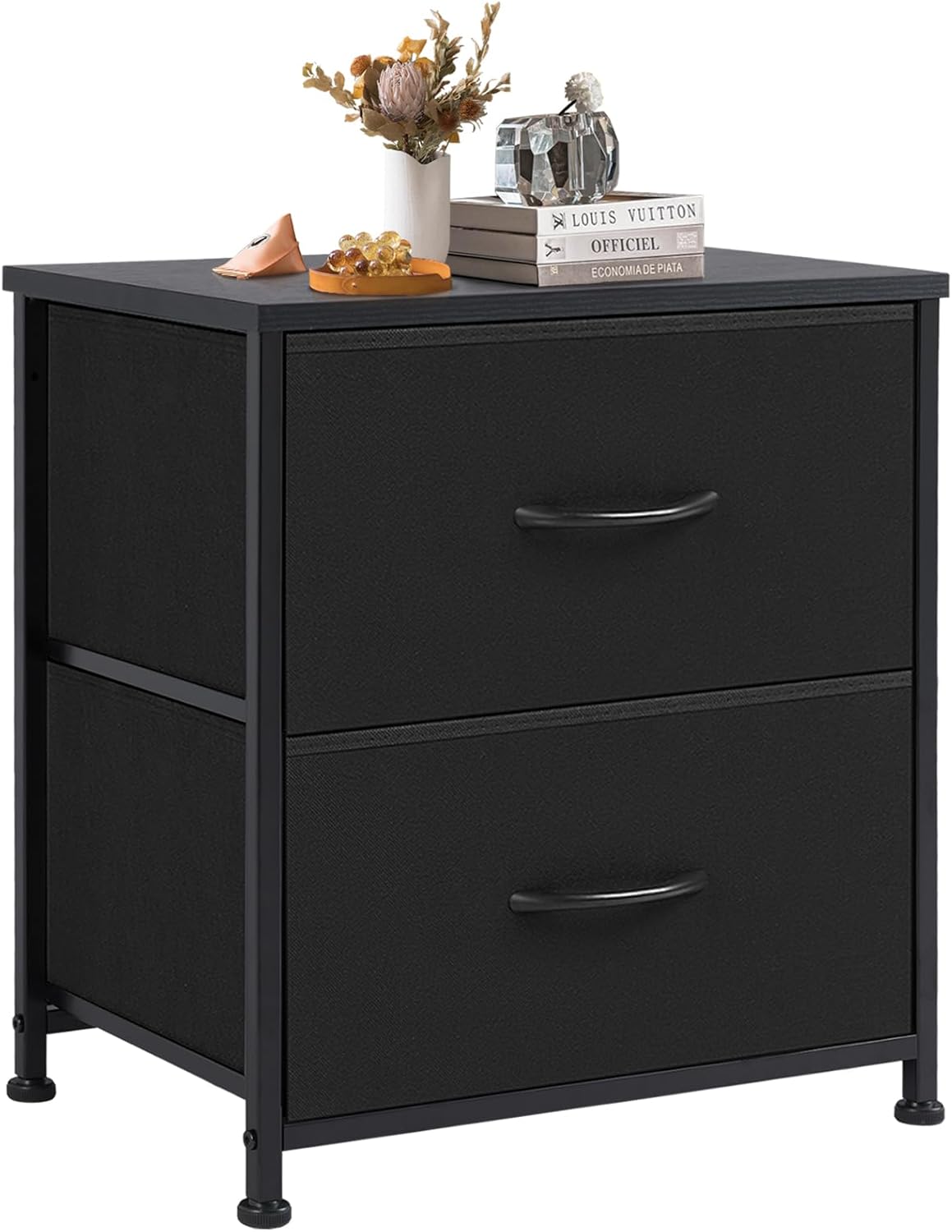 My Depot Nightstand with 2 Fabric Drawers for Wardrobe, Entryway, College Dorm