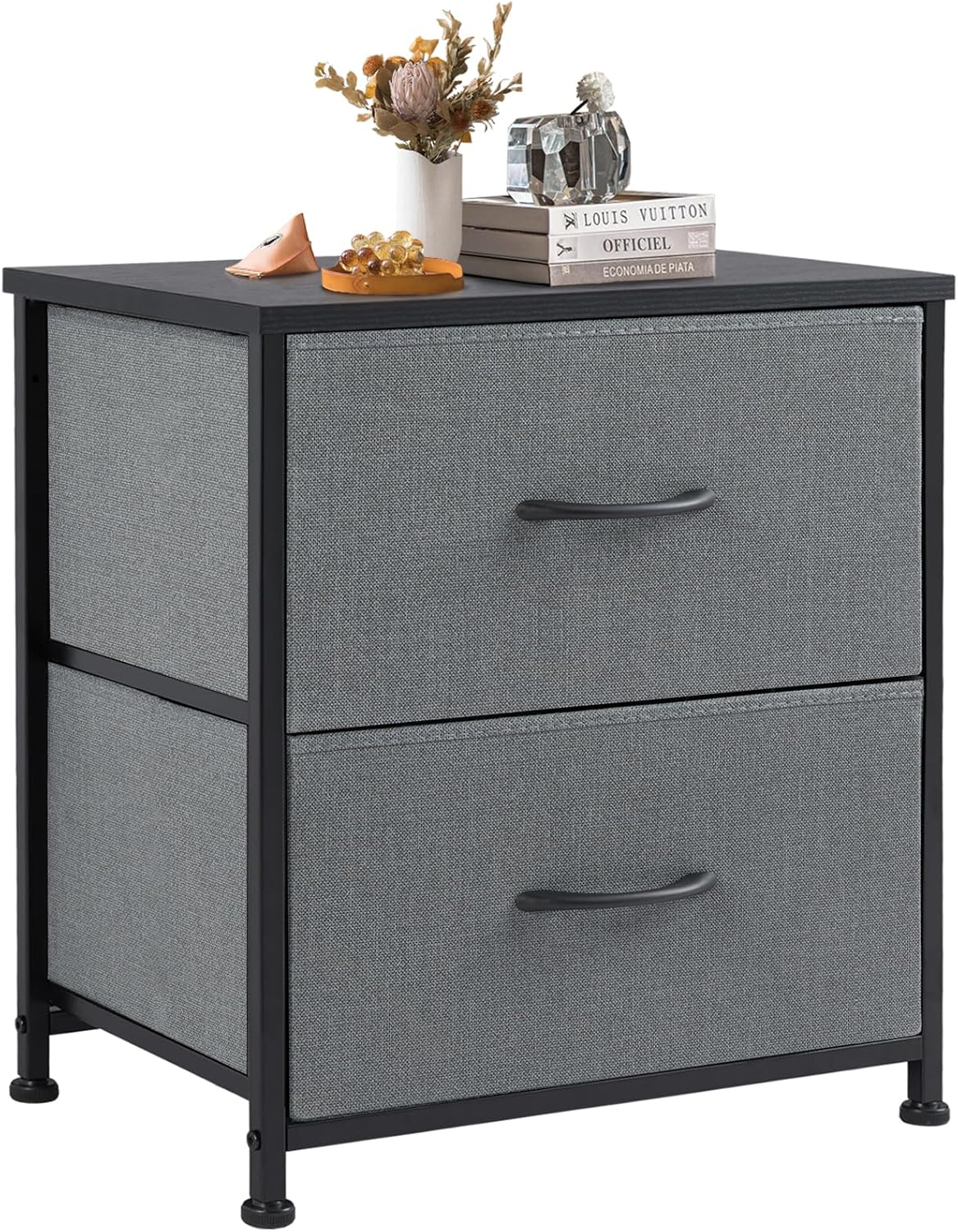 My Depot Nightstand with 2 Fabric Drawers for Wardrobe, Entryway, College Dorm