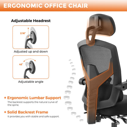 MyDepot Gaming Reclining High-Back Mesh Chair with Ergonomic Leg Rest