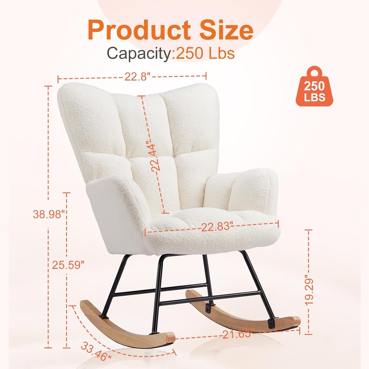 MyDepot Rocking Chair, Modern Cozy High Backrest Nursery Glider Recliner for Living Room, Bedroom Reading Accent