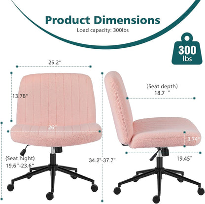 MyDepot Office Chair Adjustable Height Ergonomic Wide Seat Armless Desk Chair with Wheels