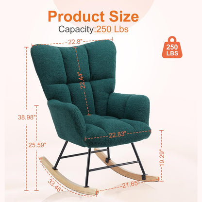 MyDepot Rocking Chair, Modern Cozy High Backrest Nursery Glider Recliner for Living Room, Bedroom Reading Accent