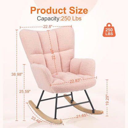 MyDepot Rocking Chair, Modern Cozy High Backrest Nursery Glider Recliner for Living Room, Bedroom Reading Accent