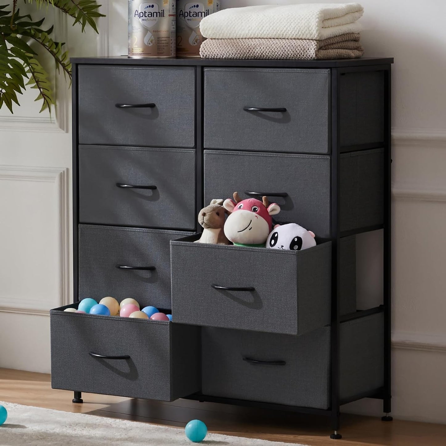 My Depot Bedroom Dresser with 8 Fabric Drawers for Clothing, Wardrobe, Children's Room