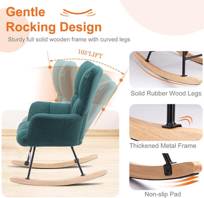 MyDepot Rocking Chair, Modern Cozy High Backrest Nursery Glider Recliner for Living Room, Bedroom Reading Accent