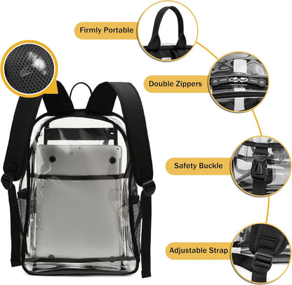 MyDepot Cute Clear Backpack, School Book Bag with Cartoon Stickers & Pendant,Waterproof and Durable PVC Material Backpack