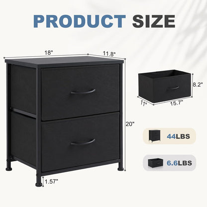 My Depot Nightstand with 2 Fabric Drawers for Wardrobe, Entryway, College Dorm