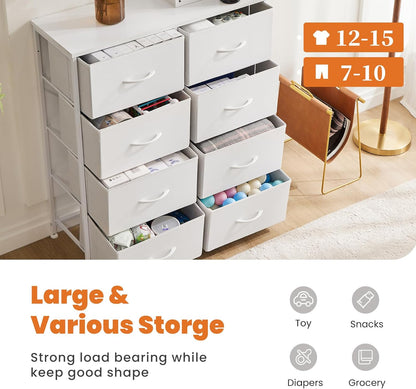 My Depot Bedroom Dresser with 8 Fabric Drawers for Clothing, Wardrobe, Children's Room