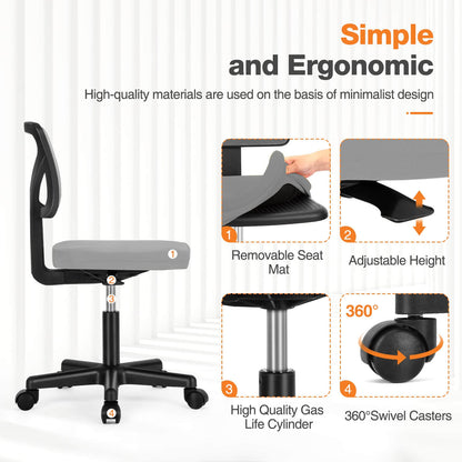 MyDepot Armless Mesh Office Chair Ergonomic Computer Desk Chair 6 Colors