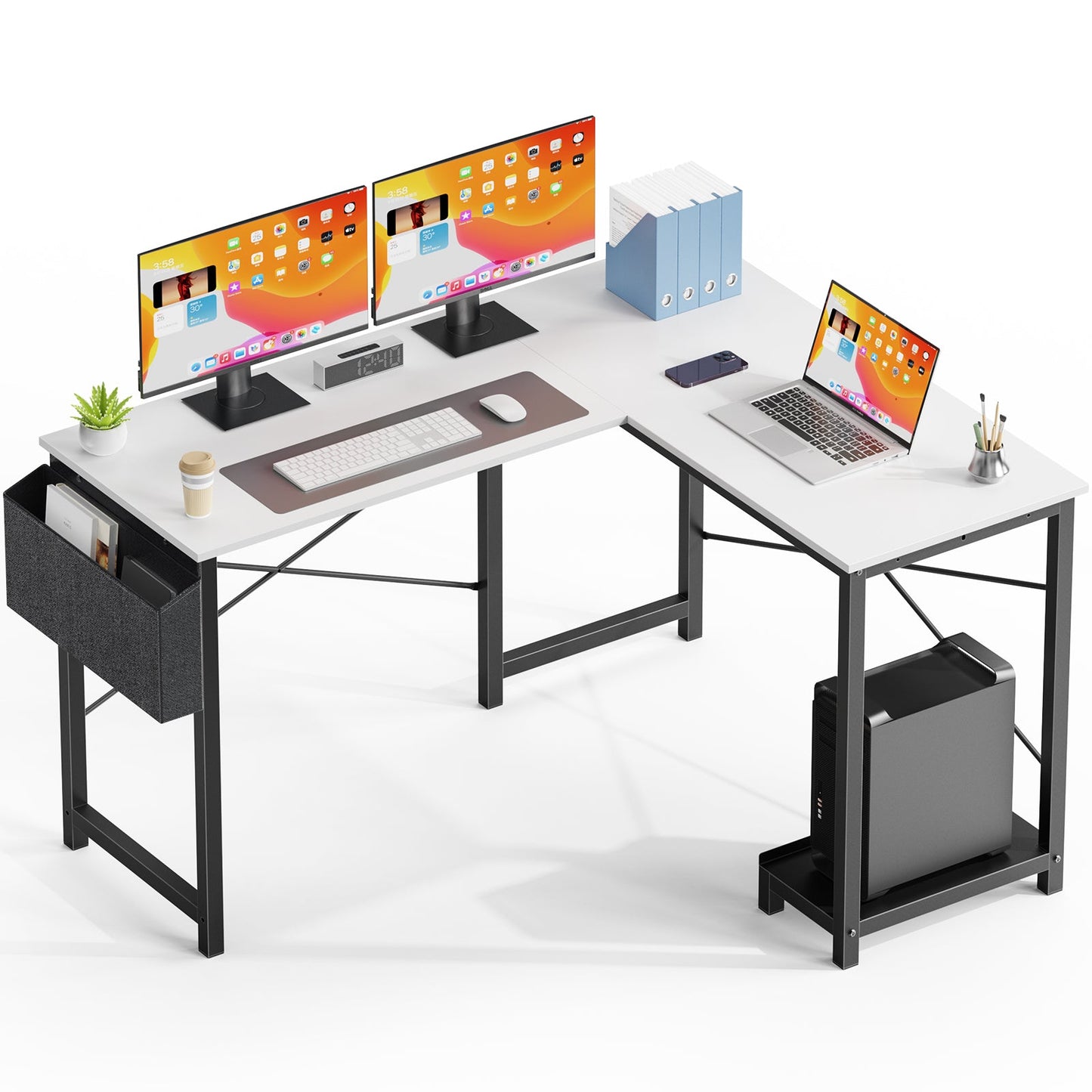 MyDepot L-shaped Corner Computer Desk with Side Storage