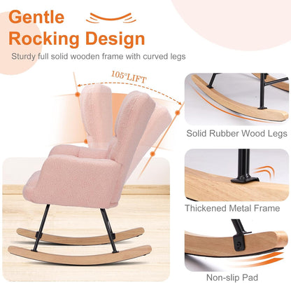 MyDepot Rocking Chair, Modern Cozy High Backrest Nursery Glider Recliner for Living Room, Bedroom Reading Accent