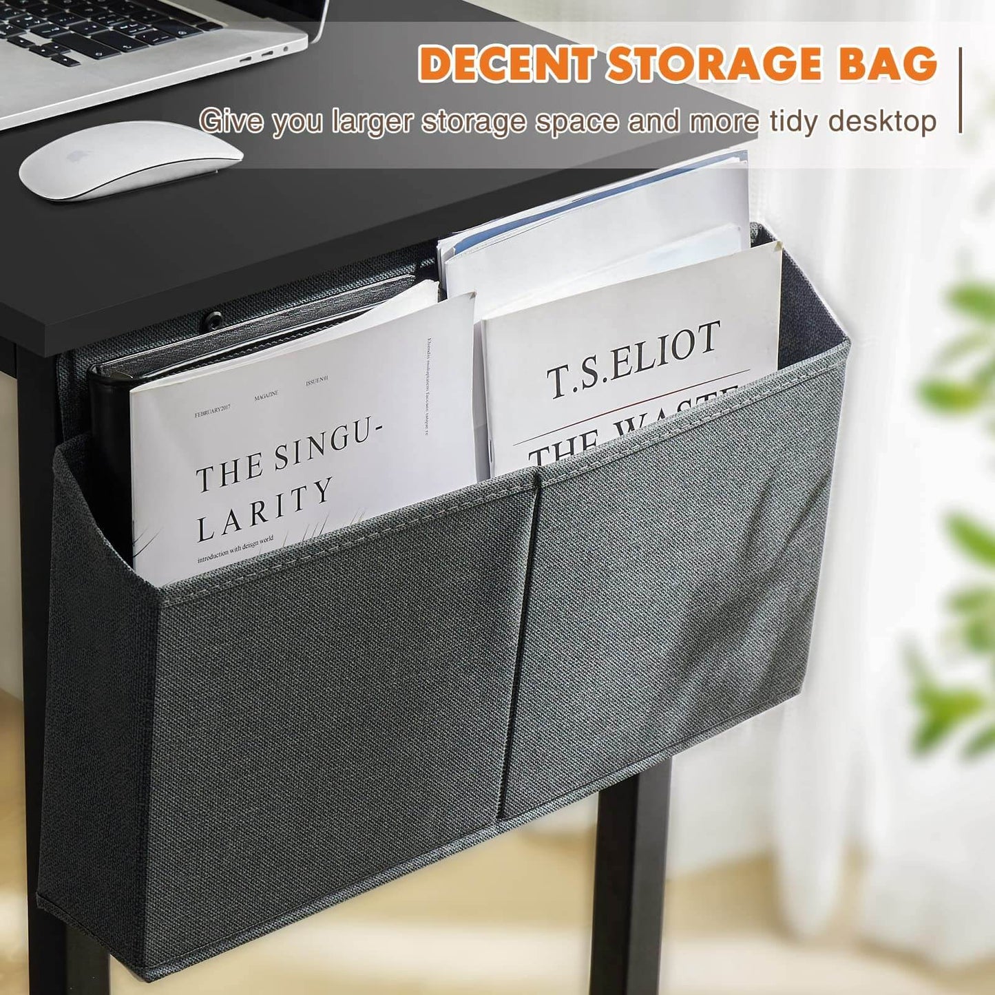 MyDepot Computer Home Office Desk Modern Simple Style Work Storage Bag and Iron Hook