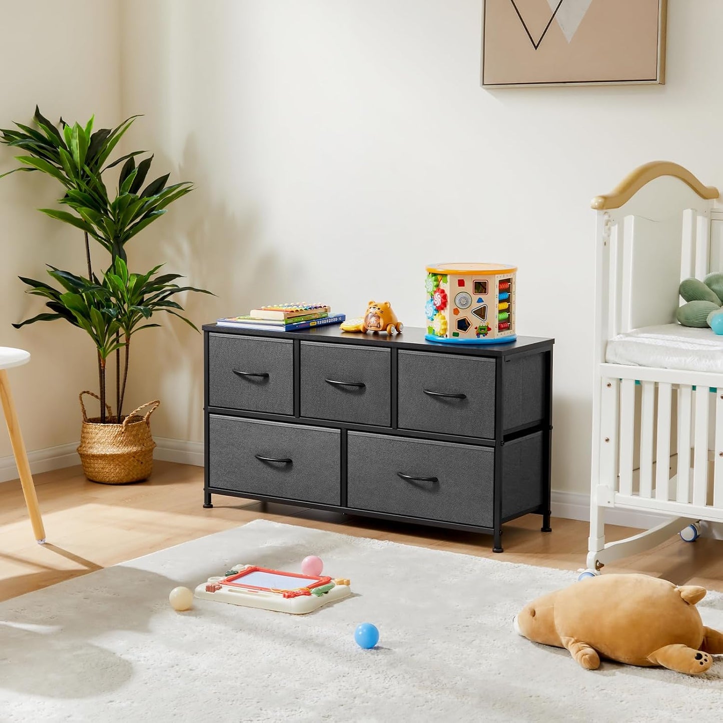 My Depot Dresser with 5 Fabric Drawers for Kids Bedroom, TV Stand