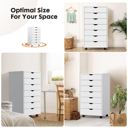 MyDepot White Panana 5/7 Drawer Chest Wooden Tall Dresser Storage Dresser Cabinet with Wheels