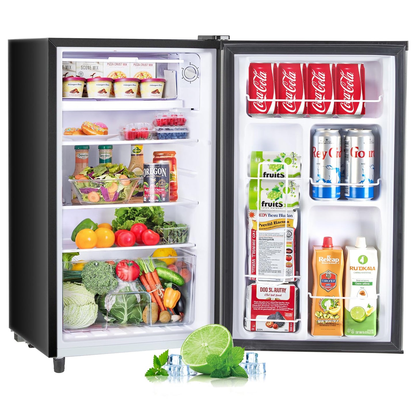 MyDepot Mini Fridge with Freezer Single Door Low Noise Suitable for Dormitory Office 3.2 Cubic Feet