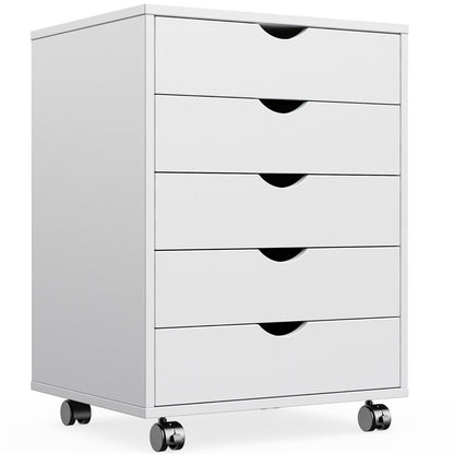 MyDepot White Panana 5/7 Drawer Chest Wooden Tall Dresser Storage Dresser Cabinet with Wheels