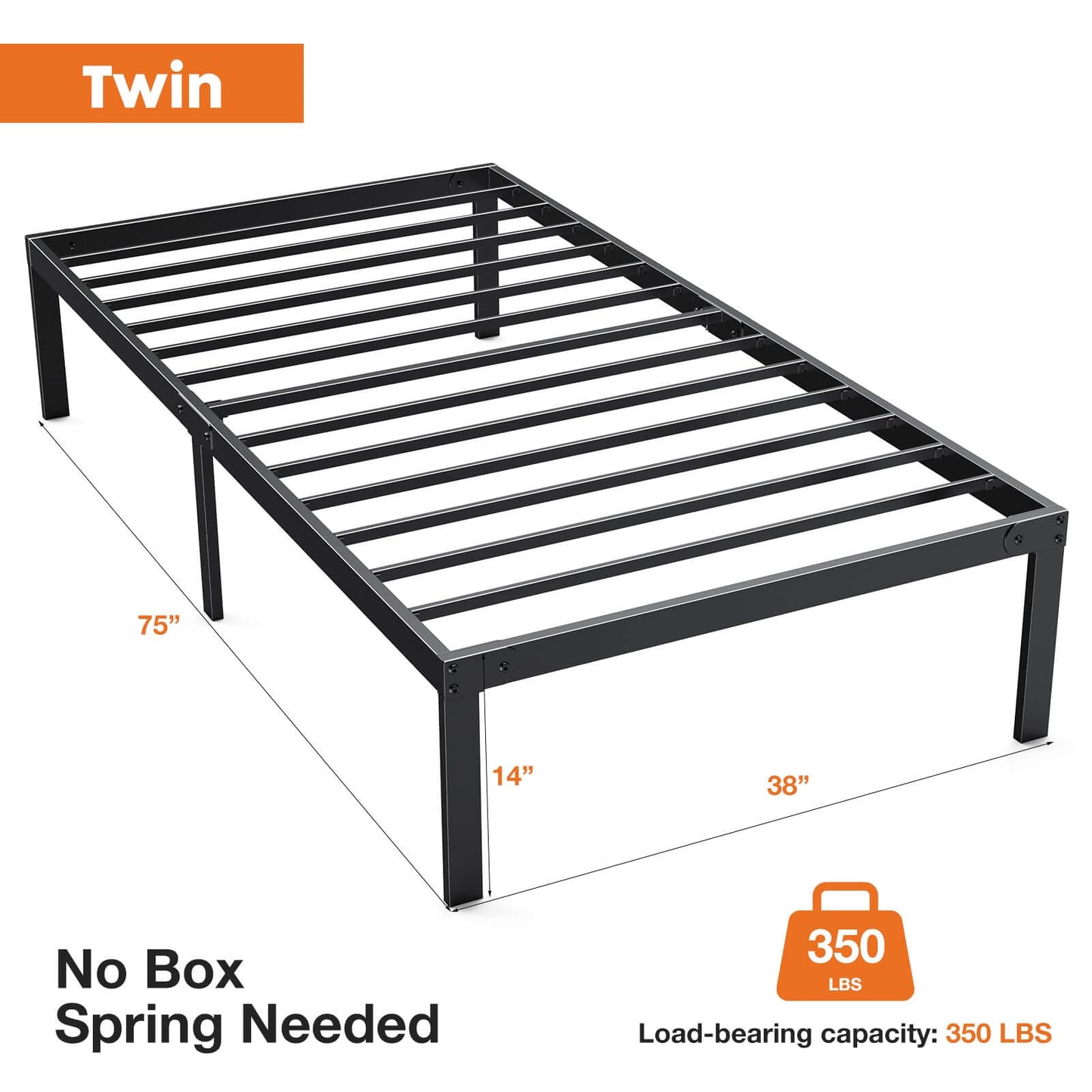 MyDepot Metal Bed Frame Platform with Steel Support