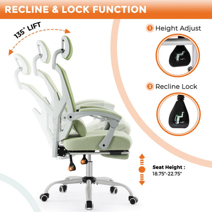 MyDepot Gaming Reclining High-Back Mesh Chair with Ergonomic Leg Rest