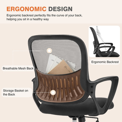 MyDepot Ergonomic Office Mesh Chair with Fixed Armrest