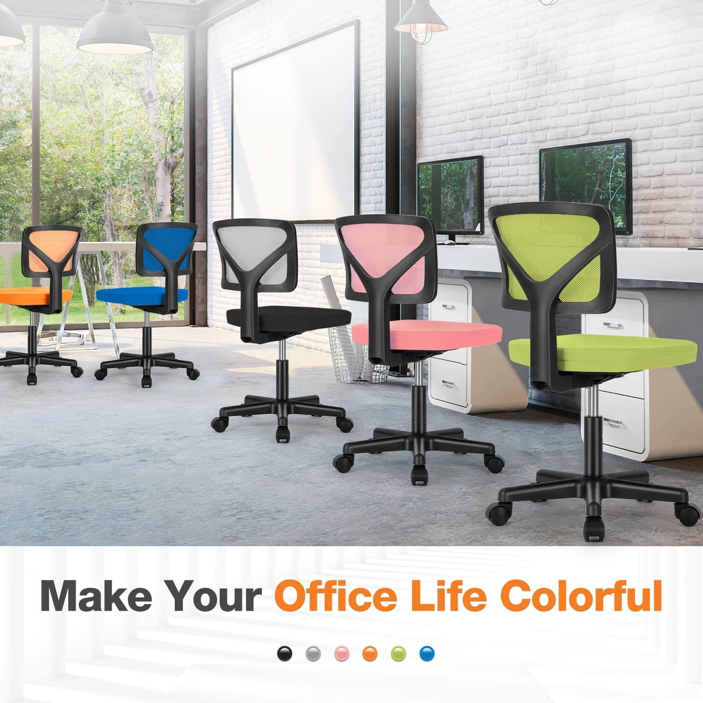 MyDepot Armless Mesh Office Chair Ergonomic Computer Desk Chair 6 Colors