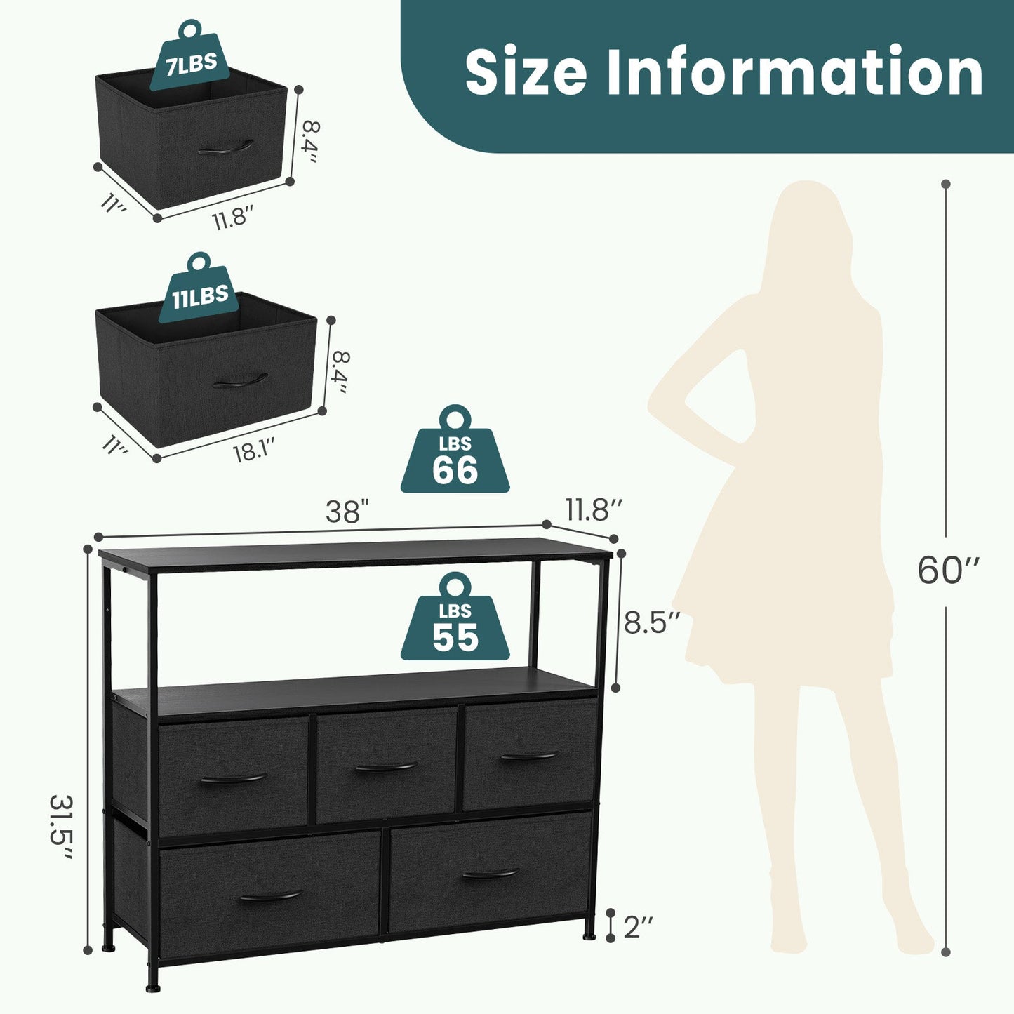 MyDepot Bedroom Dresser with Storage Drawers