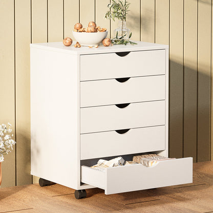 MyDepot White Panana 5/7 Drawer Chest Wooden Tall Dresser Storage Dresser Cabinet with Wheels