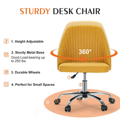 MyDepot Adjustable Rolling Home or Office Armless Desk Chair